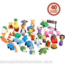 Acekid Japanese Erasers for Kids 40pcs Cute Pencil Erasers Include Animals Food Vegetables and Vehicle Mini Puzzle Eraser Toys for Novelty Party and School Supplies B07GP1GV68